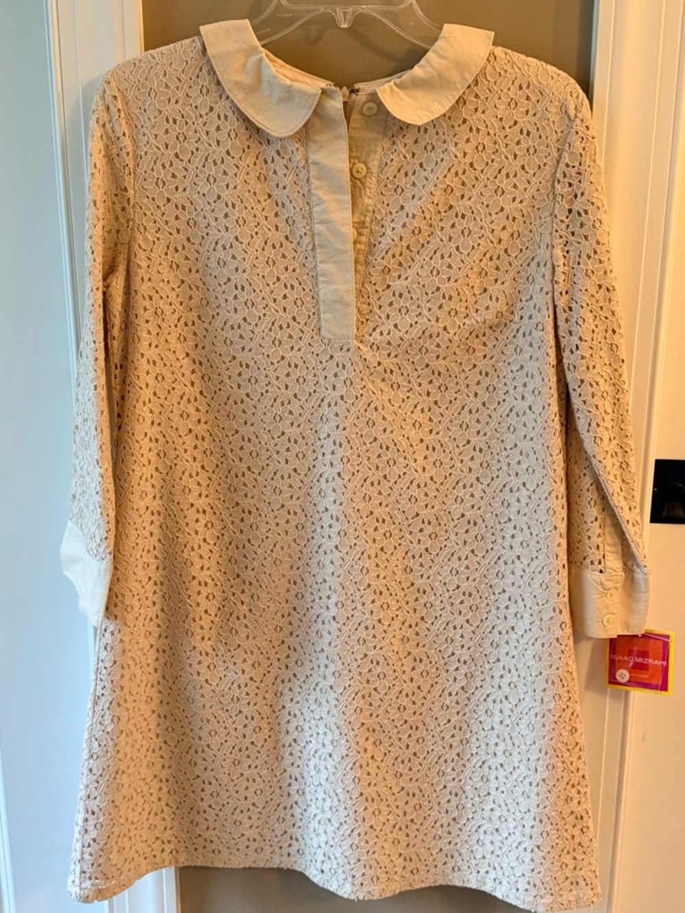 Isaac Mizrahi Cream Lace Peter Pan Collar Dress Size 10 NEW